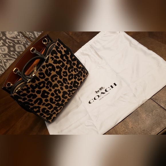 Coach Rogue Haircalf Leopard Print Glovetanned Leather Bag - Picture 3 of 16